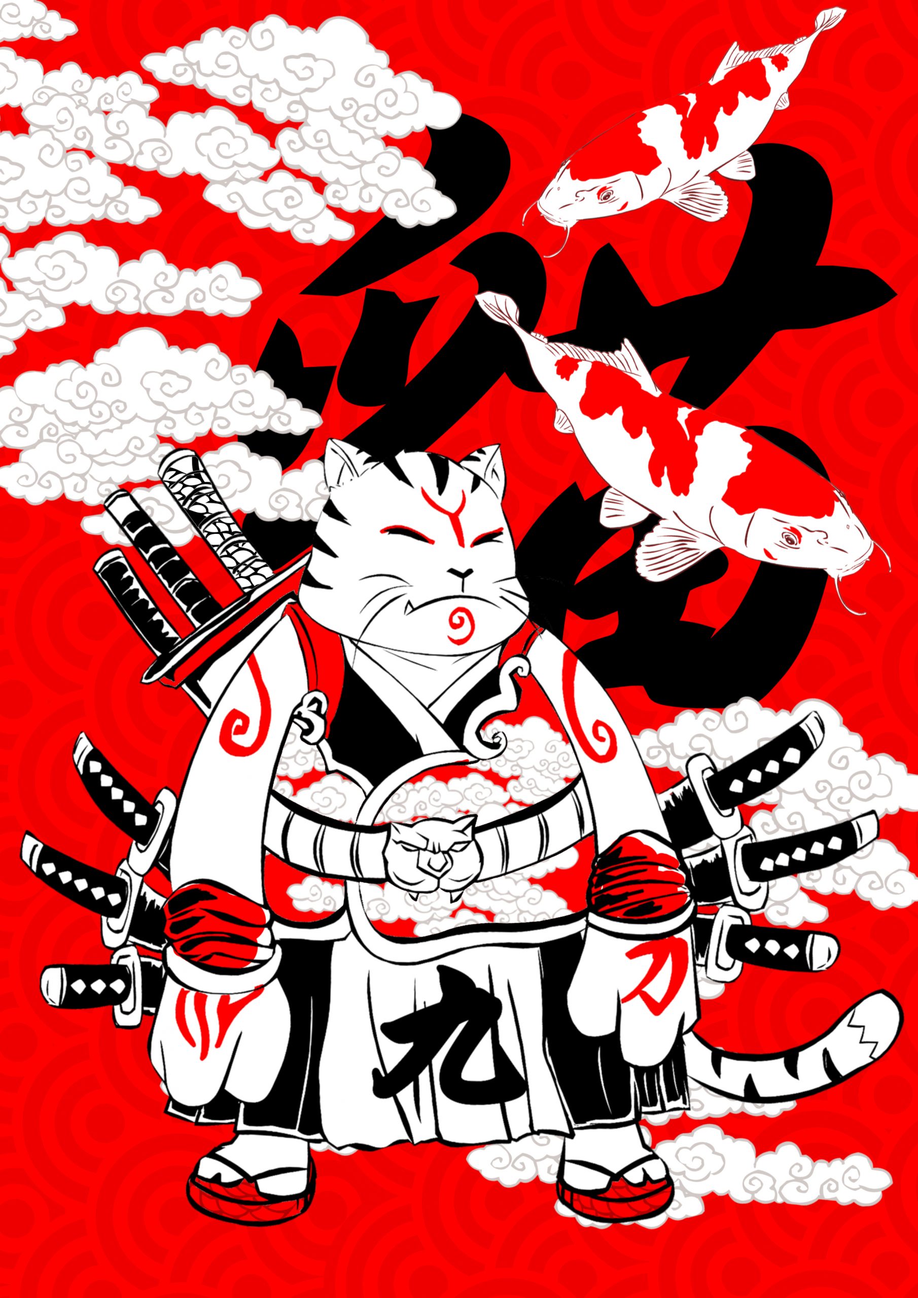 9 swords samuraicat